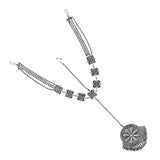 Navratri Oxidised Silver Jewellery Combo Set – Floral Maang Tikka and Ring | Ethnic Style | Gift for Women