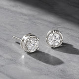 Men Collection Oxidised Silver American Diamond Round Stud Earring for Men with Classic Everyday and Smart Casual Styling