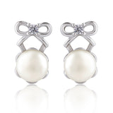Pearl Essentials Elira Bow Pearl CZ Stud Earrings
