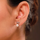 Pearl Essentials Elira Bow Pearl CZ Stud Earrings