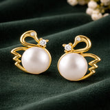 Pearl Essentials Elowyn Pearl Swan Stud Earrings