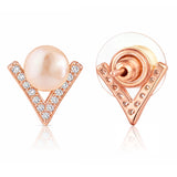 Pearl Essentials Elira Chevron Pearl CZ Stud Earrings