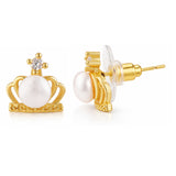 Pearl Essentials Elira Crown Pearl CZ Stud Earrings