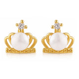 Pearl Essentials Elira Crown Pearl CZ Stud Earrings