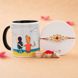 Kundan Style Rakhi Gift Set with Printed Coffee Mug