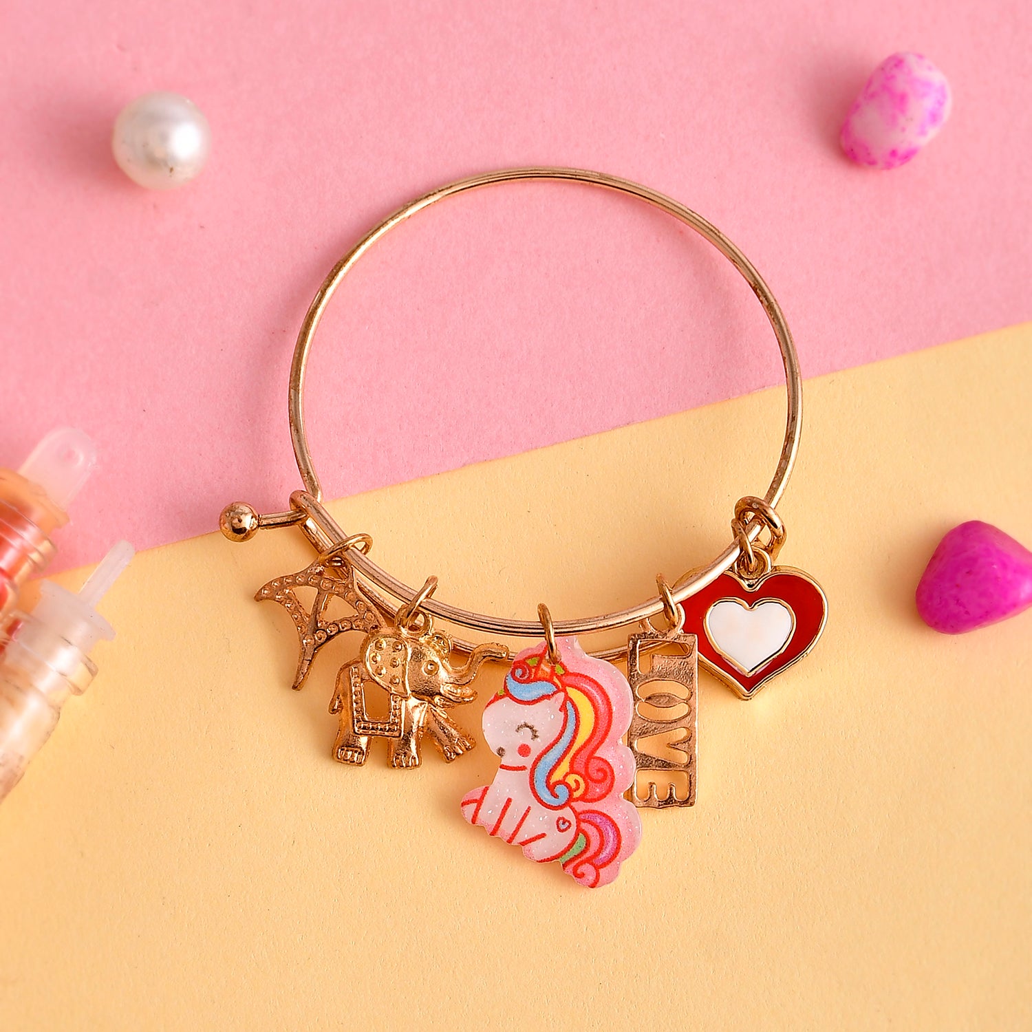 Heart And Animals Charms Colorful Kids Rakhi