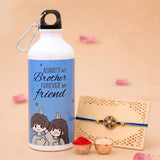 Designer Rakhi Gift Set with Printed Water Bottle