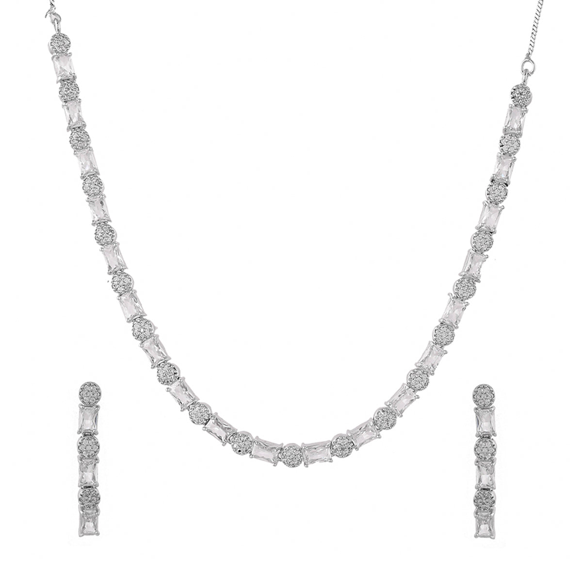 Sparkling Elegance Round and Rectangle Cut CZ Jewellery Set