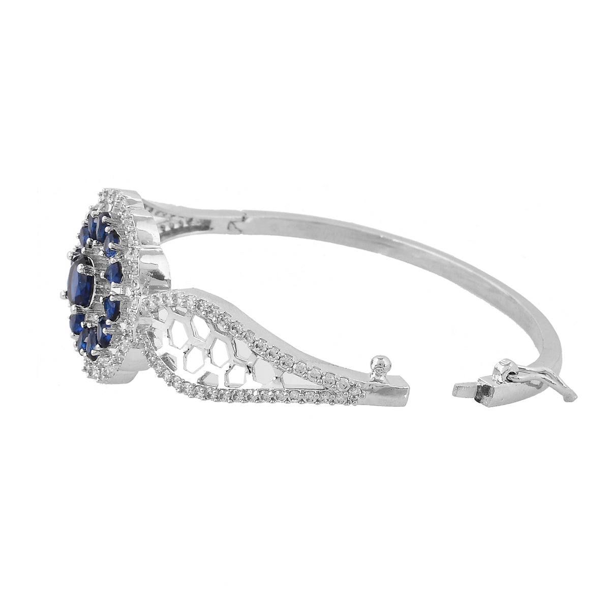 Sparkling Elegance Blue and White CZ Cutwork Bracelet