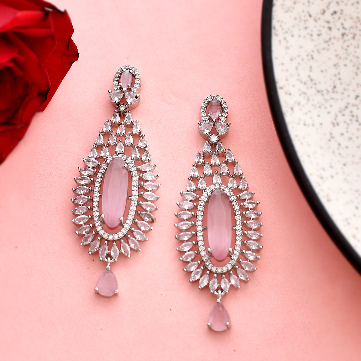 Pink Earrings/ Light Pink Rhinestone Earring/ Pink Prom Earrings/ Bought  Rose Pink Earrings/ Pink Prom Dangle Earring/ Pink Pageant Earrings - Etsy