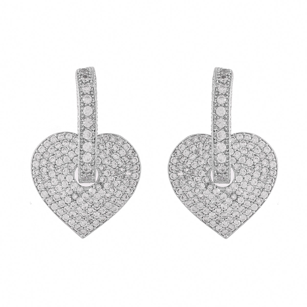 Sparkling Elegance Hearts Round Cut CZ Huggie Earrings