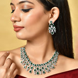 Sparkling Elegance Green and White CZ Cutwork Jewellery Set