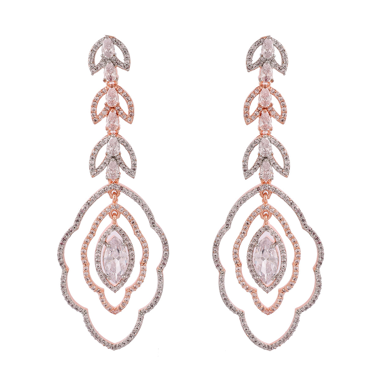 Sparkling Elegance Floral Motifs CZ Drop Earrings
