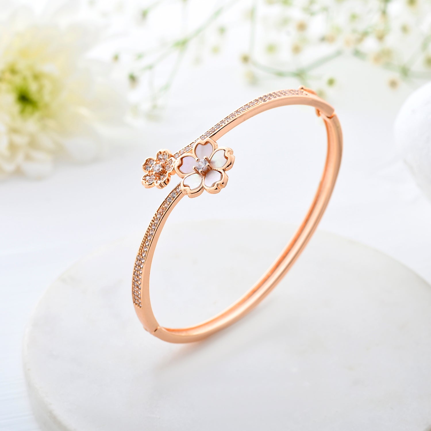 Sparkling Elegance Floral Whisper American Diamond Bracelet – VOYLLA