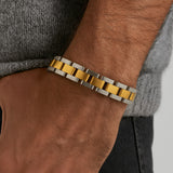 Signature Axis Dual Tone Link Mens Bracelet
