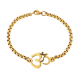 Signature Om Gold Link Mens Bracelet