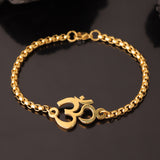 Signature Om Gold Link Mens Bracelet