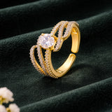 Gold Elegance Elara CZ Statement Ring