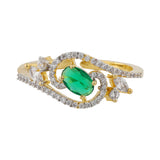 Gold Elegance Emerald Bloom Statement Ring