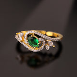 Gold Elegance Emerald Bloom Statement Ring