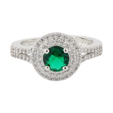 Sparkling Elegance Emerald Halo Statement Ring