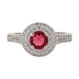 Sparkling Elegance Ruby Halo Statement Ring