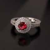Sparkling Elegance Ruby Halo Statement Ring