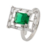 Sparkling Elegance Emerald Frame Statement Ring