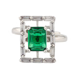 Sparkling Elegance Emerald Frame Statement Ring