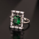 Sparkling Elegance Emerald Frame Statement Ring