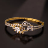 Gold Elegance Celeste Leaf Cz Bracelet