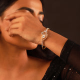 Gold Elegance Celeste Leaf Cz Bracelet