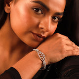 Sparkling Elegance Aural Leaf American Diamond Bracelet