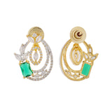 Gold Elegance Emerald Aura American Diamond Pendant Set