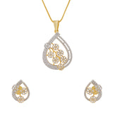Gold Elegance Blossom Aura American Diamond Pendant Set