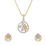 Gold Elegance Flora Aura American Diamond Pendant Set