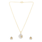 Gold Elegance Flora Aura American Diamond Pendant Set