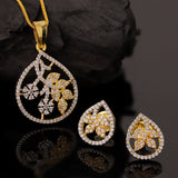 Gold Elegance Flora Aura American Diamond Pendant Set