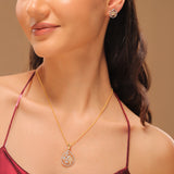 Gold Elegance Flora Aura American Diamond Pendant Set