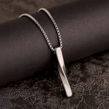 Signature Linear Edge Silver Pendant Necklace For Men