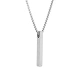 Signature Linear Edge Silver Pendant Necklace For Men