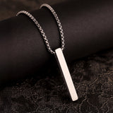 Signature Linear Edge Silver Pendant Necklace For Men