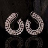 Sparkling Elegance Scarlet Bloom American Diamond Dangler Earrings