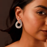 Sparkling Elegance Scarlet Bloom American Diamond Dangler Earrings