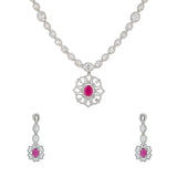 Sparkling Elegance Ruby Radiance Cz Necklace Set