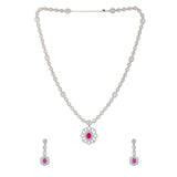 Sparkling Elegance Ruby Radiance Cz Necklace Set