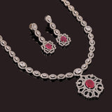 Sparkling Elegance Ruby Radiance Cz Necklace Set