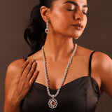 Sparkling Elegance Ruby Radiance Cz Necklace Set