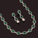 Sparkling Elegance Emerald Grace Cz Necklace Set
