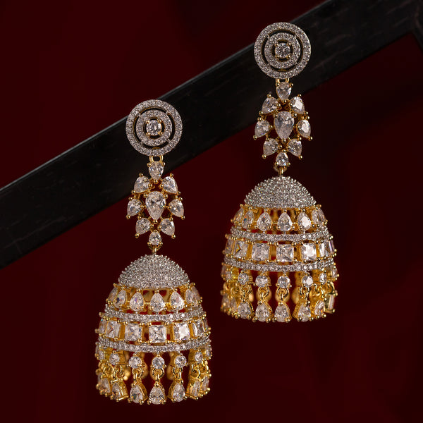 Sparkling Elegance Royal Noor Mahal American Diamond Jhumki Earrings – VOYLLA